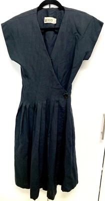 Vintage LANVIN Black Dress Wrap Size 8 - Image 1 of 4