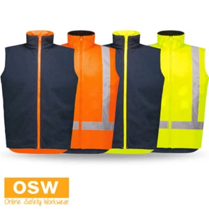 Unisex Hi Vis Warm Polar Fleece Waterproof and Seam Sealed Reversible Vest ZV228 - Picture 1 of 11