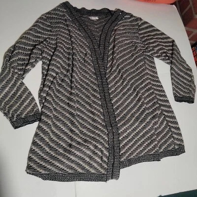 Avenue Negro Beige Geométrico Frente Abierto Cárdigan Suéter 18/20 Mujer Foto 1 de 4