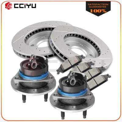 Front Brake Rotor Ceramic Pads Wheel Hub Bearings Kit For 99-04 Oldsmobile Alero Foto 1 de 4