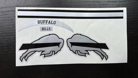 Buffalo Bills Metallic Silver & Black Mini Football Helmet Decal Set Cover