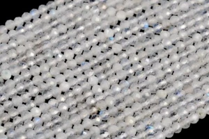 2MM Genuine Natural Rainbow Moonstone Beads AAA Faceted Round Loose Beads 15" - Picture 1 of 3