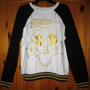 FELPA DISNEY PARKS bianca nera DUCK TALES oro SCROOGE ANATRA donna L - Foto 1 di 3