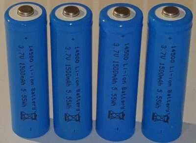 SUPER-CELL 4x Batería de iones de litio tipo AA 14500 + polo 3,7V 1500mAh 50x14mm iones de litio -Saustark-
