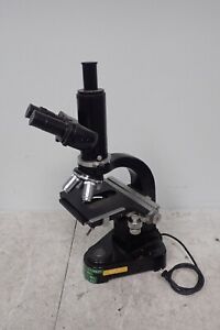 Leitz Wetzlar Trinocular Black Microscope with 4 Objectives