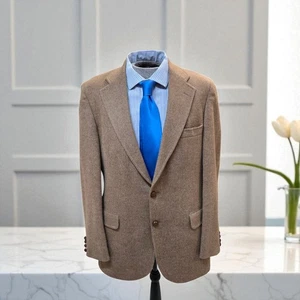 VTG Chaps Ralph Lauren 40L Camel Hair Blazer Sport Coat Tan Woven In Scotland - Picture 1 of 11