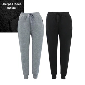 Unisex Sherpa Fleece Lined Track Pants Cuffed Leg Warm Sweatpants Trousers Cuff - Picture 1 of 16