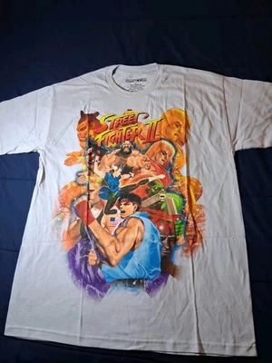Street Fighter II Logo Capcom Gamer Licensed Adult T-Shirt L White - Image 1 of 4