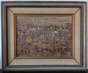 Sonia Toor 1921 2018 ISRAELI ARTIST OIL PAINTING GOLDEN JERUSALEM Cardboard - Picture 1 of 2