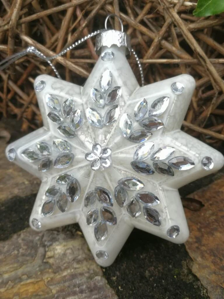 Pallina per albero di Natale stella Glitta argento con decorazione strass com... - Immagine 1 di 4