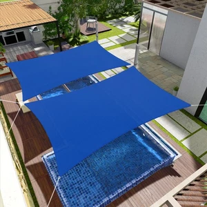 2-15ft Blue Breathable Sun Shade Sail with 6" Hardware Kit for Canopy Patio Yard - Picture 1 of 7