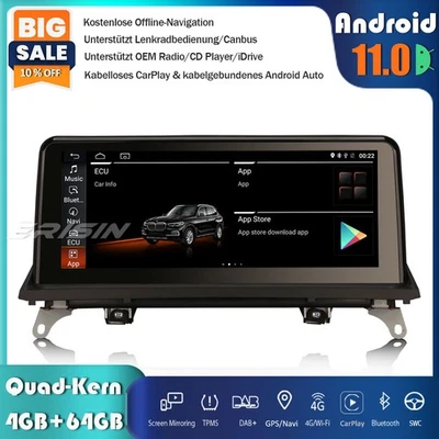 10.25" DAB+Android 11.0 Autoradio GPS CarPlay Navi Canbus BMW X5 E70 X6 E71 CIC - Bild 1 von 4