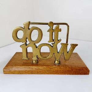 DO IT NOW Messing und Holz Brief Post Halter Rechnungen Akten Schreibtisch Büro MCM Vintage - Bild 1 von 10