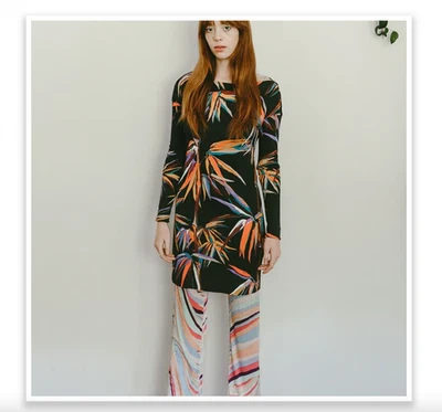 Nuevo sin etiquetas Vestido de Cóctel Pucci Genuino 10 Grande Manga 3/4 Funda de Bambú Tropical Foto 1 de 3