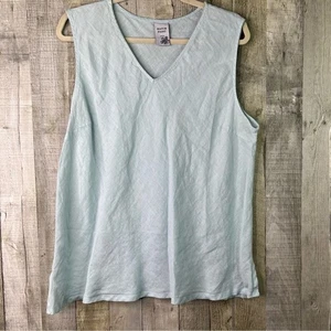 Match Point 100% Leinen Gr. XL V-Ausschnitt babyblau Tank/Tunika mit 4" Seitenschlitz - Bild 1 von 6