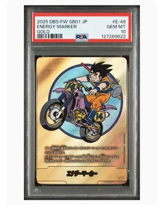 2025 PSA 10 Son Goku Energy Marker Gold E-49 Dragon Ball Manga Booster 01 JPN - Picture 1 of 3