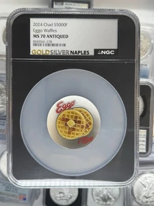 2024 CHAD 5000F EGGO WAFFLES PLATE - NGC MS70 - 999 SILVER W/ Box Coa - Picture 1 of 1