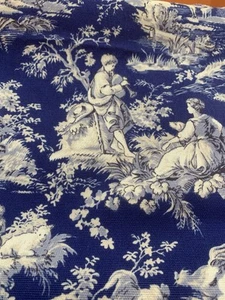 Waverly Inspirations Screen Print Toile Royal Blue White - Picture 1 of 10