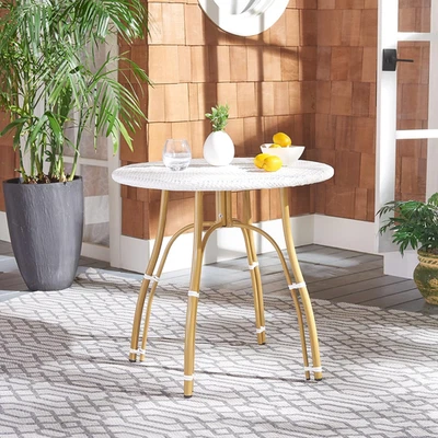 PAT4011C Outdoor Kylie White Rattan Bistro Table Foto 1 de 4