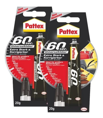 2x Pattex 60Sec. Sekundenkleber 20g Tube - Universalkleber