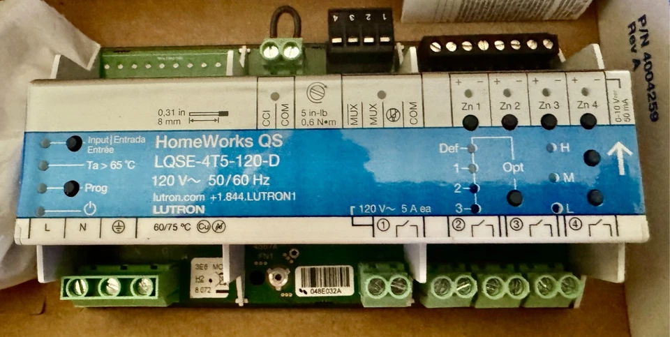 Módulo de alimentación DIN Lutron Homeworks QS Lutron LQSE-4T5-120-D Foto 1 de 1