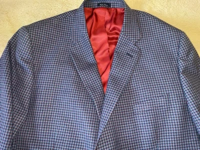 Turnbury wool / linen sport coat blue red gray check Size 50R New w /tags - Image 1 of 4