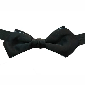 Boys Pre-tied Banded Diamond Shape Bow Tie Black w Blue Trim - Picture 1 of 2