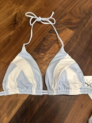NWT ViX Paula Hermanny Bikini Top Womens D Cup White Baby Blue $92 - Image 1 of 4