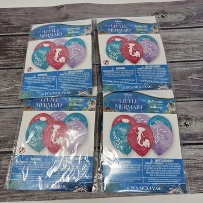 Disney The Little Mermaid Balloons 4 Pack 24 Balloons Total Helium Quality 12 In - Image 1 of 4