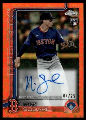 2025 Topps Chrome Rookie Autographs Orange Nick Sogard Auto 07/25 Boston Red Sox - Image 1 of 2