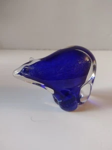 Cobalt Art Glass Polar Bear - Signed Arte Vargas 4" - Foto 1 di 6
