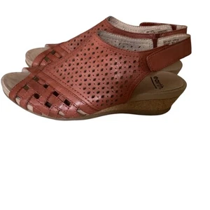 Sandalias de cuña Earth de cuero terracota talla 7,5 - Imagen 1 de 6