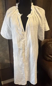 Old Navy Split-Neck Crinkle Gauze Mini Swing Dress XL white NWT pockets light - Bild 1 von 3