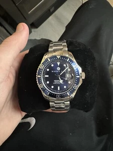Orologio Uomo Henry Jay Aquamaster 100M Diver Quadrante Blu Nuovo - Foto 1 di 5