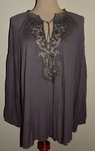 Neu Gimmicks by BKE Tunika Oberteil XL grau Langarm Quaste Bluse - Bild 1 von 3