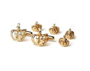 NEW Gold King's Crown Cuff Links & Studs Formal Box Set Mardi Gras Ball TUXXMAN - Picture 1 of 1