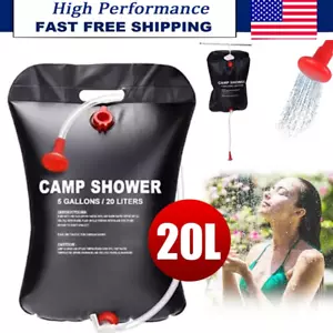 Outdoor 5 Gallons Solar Camping Shower Bag for Pop Up Toilet Shower Privacy Tent - Picture 1 of 13