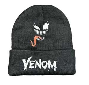Venom Face and Name  Black  Adult Size Beanie Hat - Picture 1 of 1