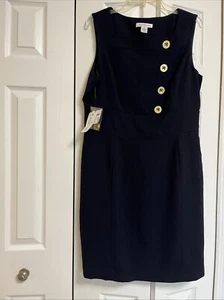 NWT~Liz Clairborne~Navy~Sleeveless~Stretch Beautiful Business Dress  Size 14 - Picture 1 of 15