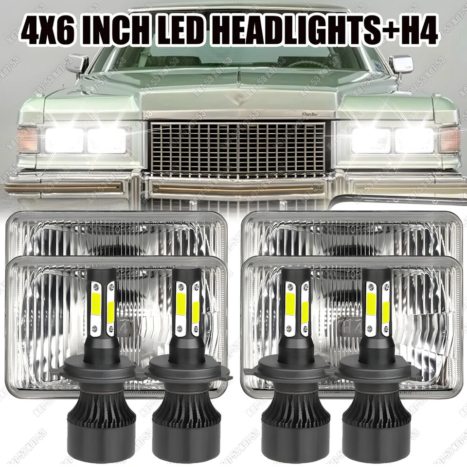 Faros LED de haz alto/bajo DOT para Cadillac Eldorado Biarritz 1976-1985 4 piezas 4x6" Foto 1 de 4