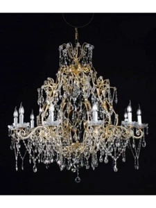 Classic Chandelier In Gold Leaf And Crystal - Picture 1 of 2