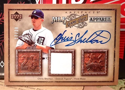CHRIS SHELTON /30 AUTO RELIC ~ 2006 UPPER DECK / MLB GAME-USED APPAREL #MLB-SH - Image 1 of 2