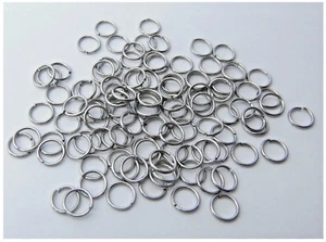 50/100/150/200 Binderinge Biegeringe 4 mm EDELSTAHL 0,5 mm stark Öse silber Oese - Bild 1 von 2