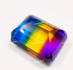 Piedra de vidrio doblete de 100 quilates piedra esmeralda turmalina multicolor piedra preciosa suelta - Imagen 1 de 5