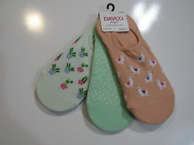 Носки женские Davco No Show хлопковая подкладка ламы пятна растения упаковка 3 шт. 9–11 новые с ярлыками - Изображение 1 из 4