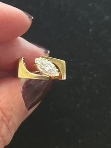 Anillo de plata 925 Art Deco vintage corte marquesa circonita cúbica talla 5,5 - Imagen 1 de 5