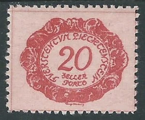 1920 LIECHTENSTEIN SEGNATASSE 20 H VARIETà PUNTO SU R DI HELLER MH * R29-10 - Picture 1 of 1