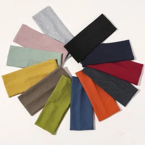 Women Headband Solid Wide Turban Knitted Cotton Hairband Girl Elastic Hair Band✔ - Picture 1 of 23