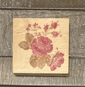 Laura Ashley Melrose Flower Rubber Stamp Wood Mount 3X3 - Picture 1 of 4