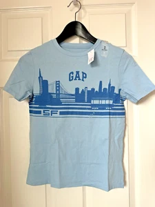 NWT Gap Kid San Francisco Blue Skyline T-shirt Size M (8) Transamerica Cable Car - Picture 1 of 3